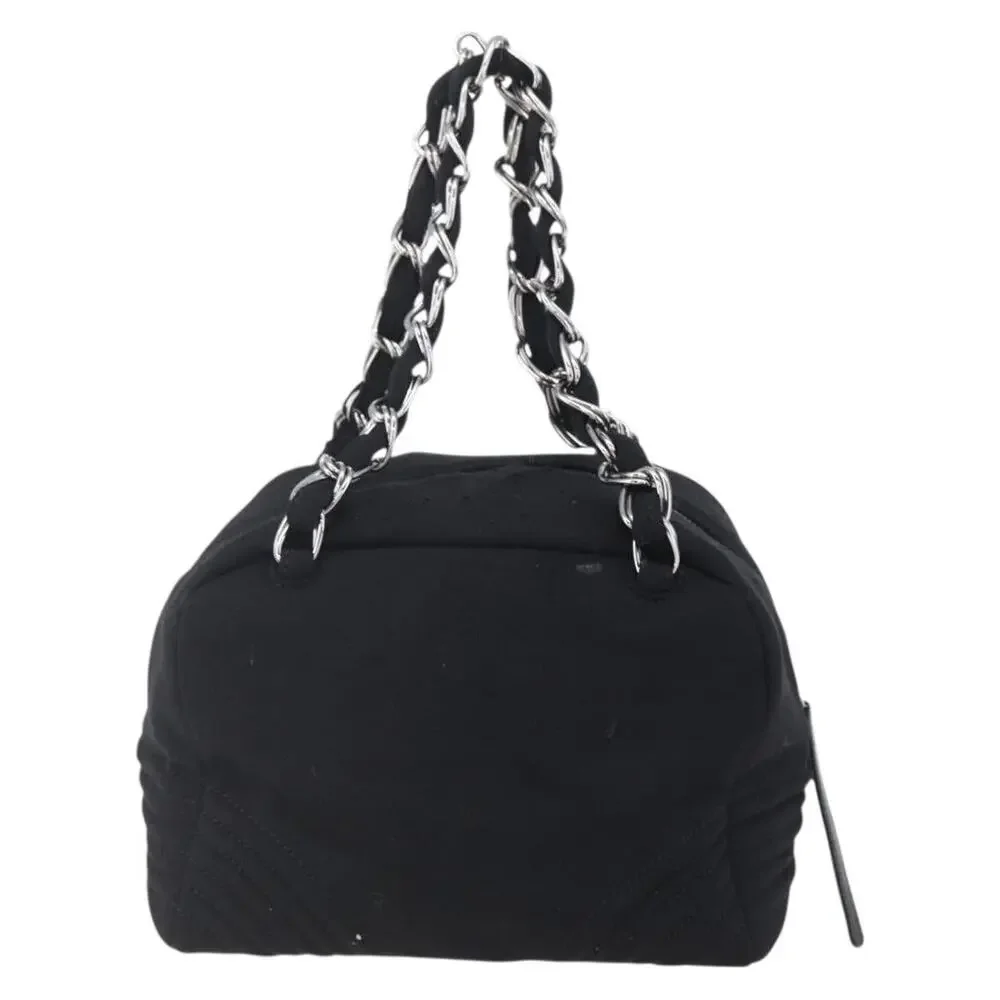 Chanel Cotton CC Logo Handbag Silver